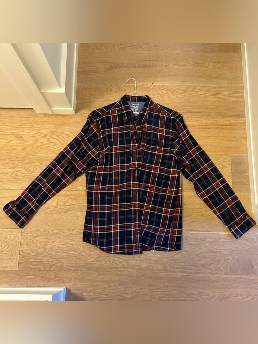 Jack & Jones Men's Plaid Button-Down Shirt - Navy & Rust